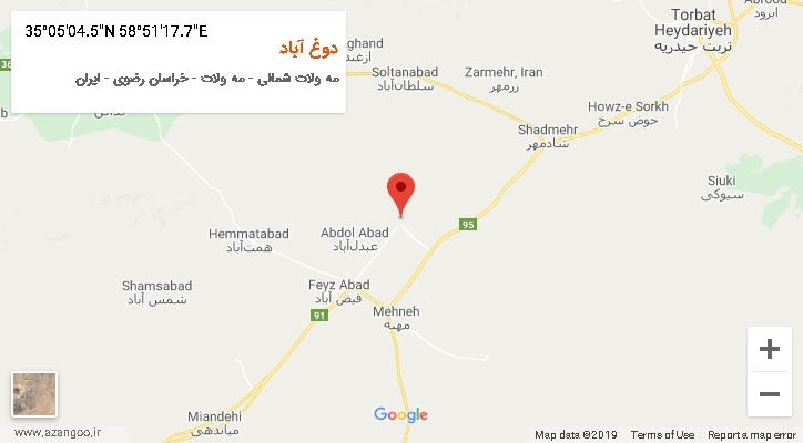 روستای دوغ آباد بر روی نقشه