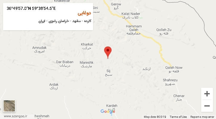 روستای دوغابی بر روی نقشه