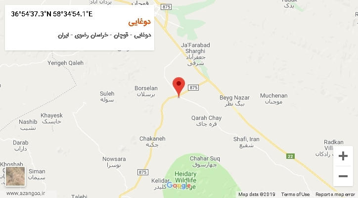 روستای دوغایی بر روی نقشه