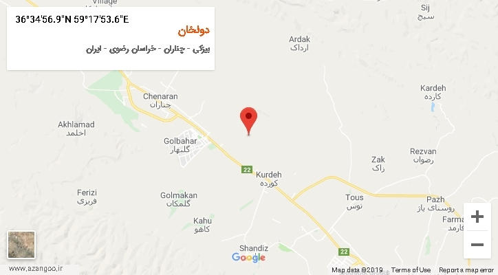 روستای دولخان بر روی نقشه