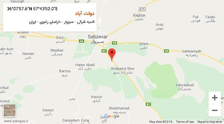 روستای دولت آباد بر روی نقشه