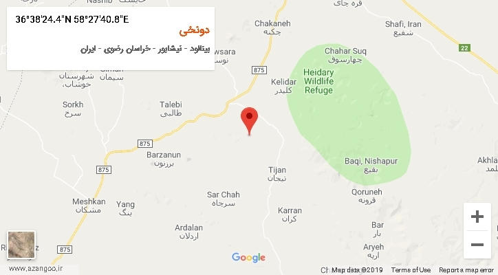روستای دونخی بر روی نقشه