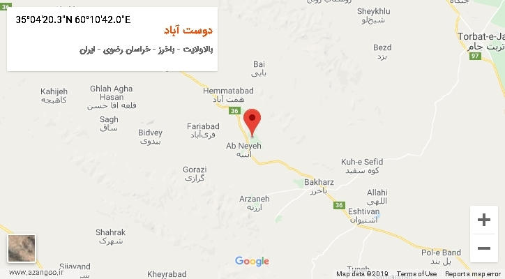 روستای دوست آباد بر روی نقشه