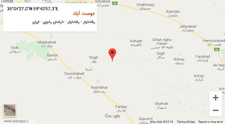 روستای دوست آباد بر روی نقشه