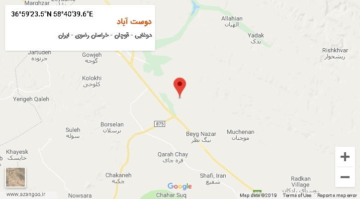 روستای دوست آباد بر روی نقشه