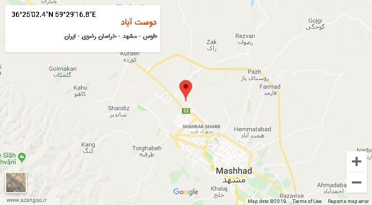 روستای دوست آباد بر روی نقشه