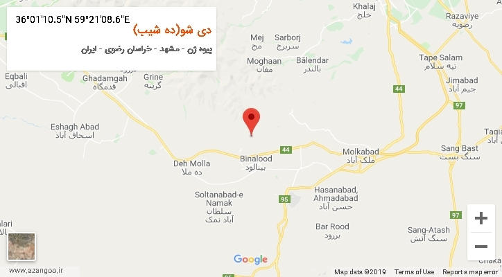 روستای دی شو(ده شیب) بر روی نقشه