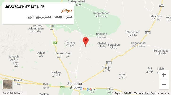 روستای دیواندر بر روی نقشه