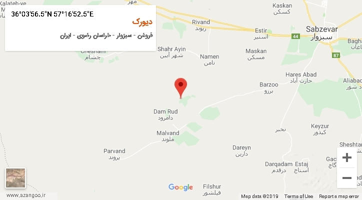 روستای دیورک بر روی نقشه