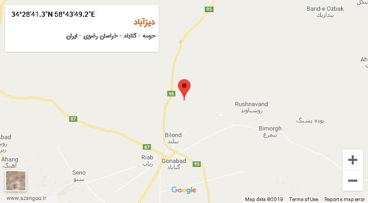 روستای دیزآباد بر روی نقشه