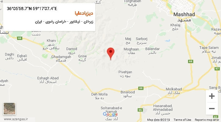 روستای دیزبادعلیا بر روی نقشه