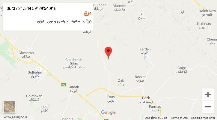 روستای دزق بر روی نقشه