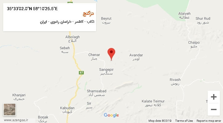 روستای دزگنج بر روی نقشه
