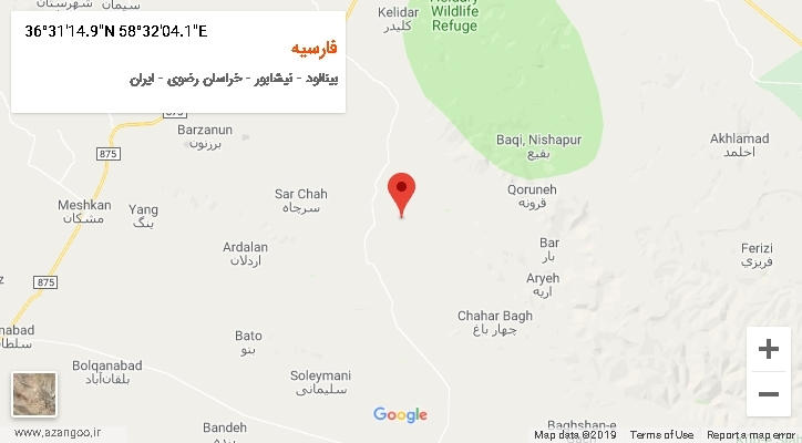 روستای فارسیه بر روی نقشه