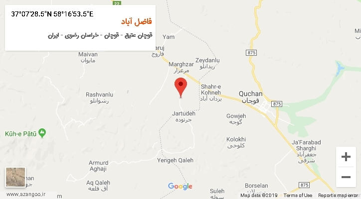 روستای فاضل آباد بر روی نقشه