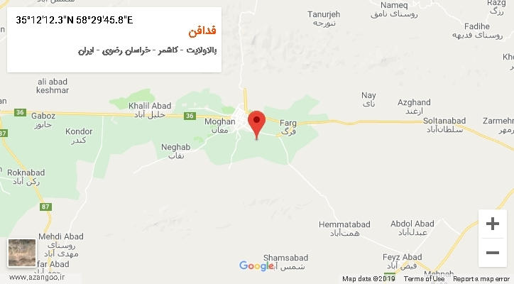 روستای فدافن بر روی نقشه
