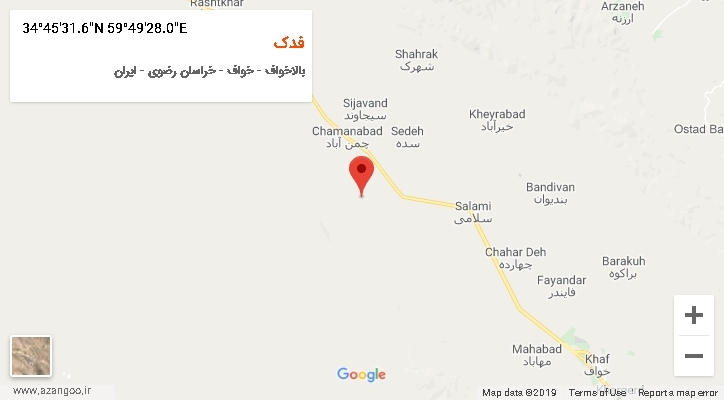 روستای فدک بر روی نقشه