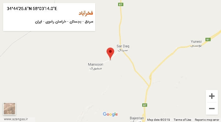 روستای فخرآباد بر روی نقشه
