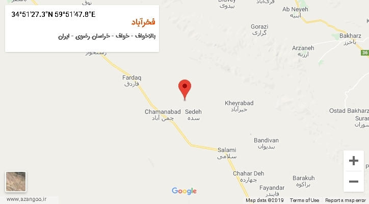 روستای فخرآباد بر روی نقشه