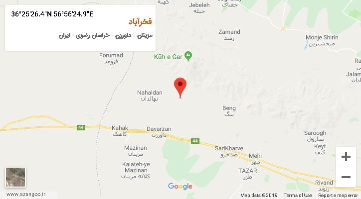 روستای فخرآباد بر روی نقشه