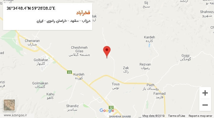 روستای فخرآباد بر روی نقشه