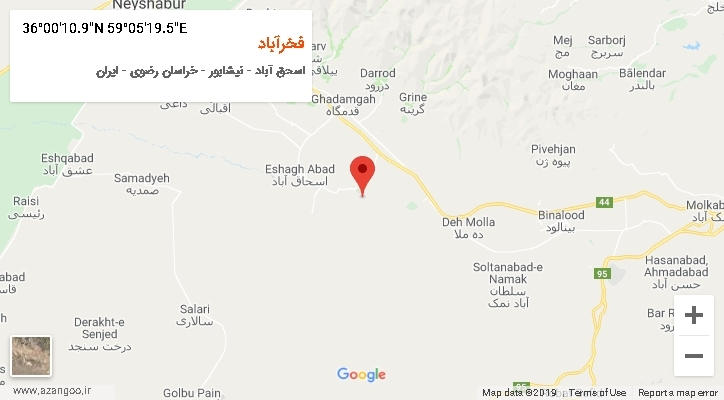 روستای فخرآباد بر روی نقشه