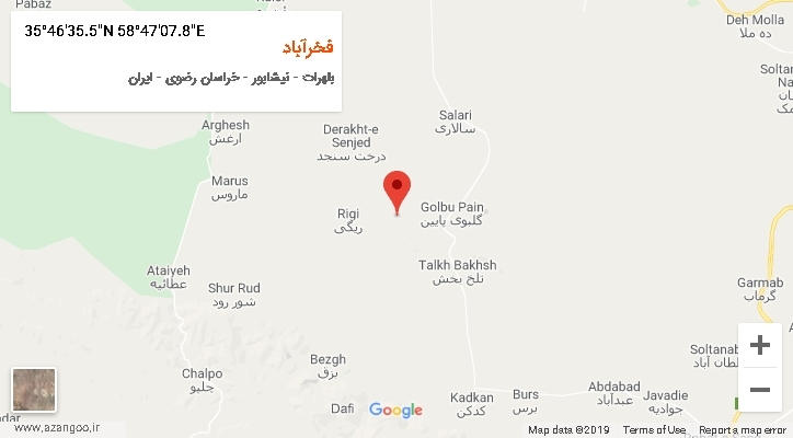 روستای فخرآباد بر روی نقشه