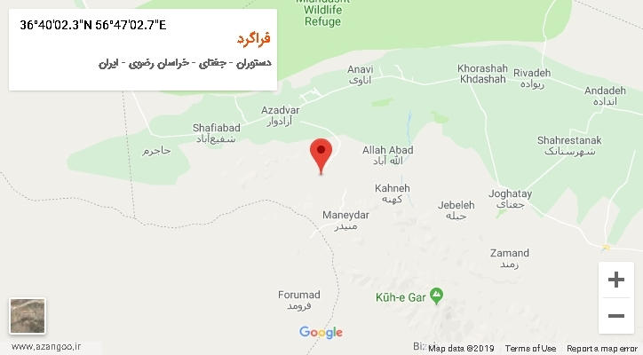 روستای فراگرد بر روی نقشه