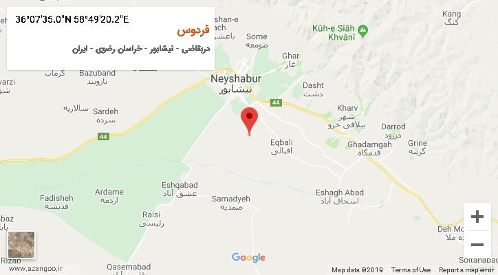 روستای فردوس بر روی نقشه