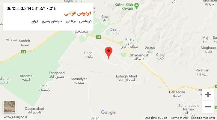 روستای فردوس قوامی بر روی نقشه