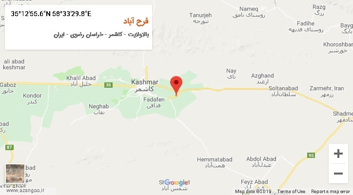 روستای فرح آباد بر روی نقشه