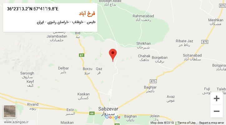 روستای فرخ آباد بر روی نقشه
