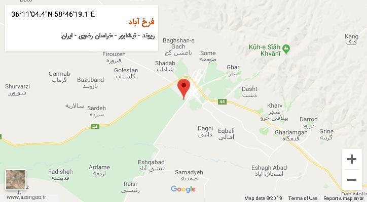 روستای فرخ آباد بر روی نقشه