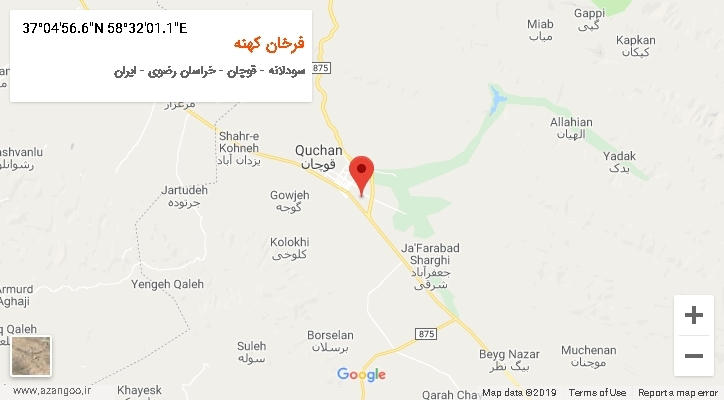 روستای فرخان کهنه بر روی نقشه