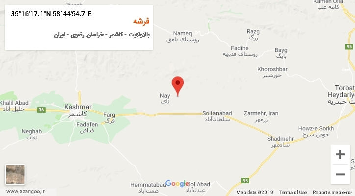 روستای فرشه بر روی نقشه