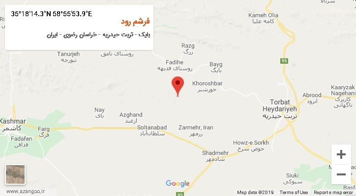 روستای فرشم رود بر روی نقشه