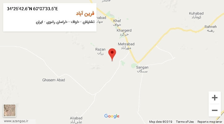روستای فرین آباد بر روی نقشه