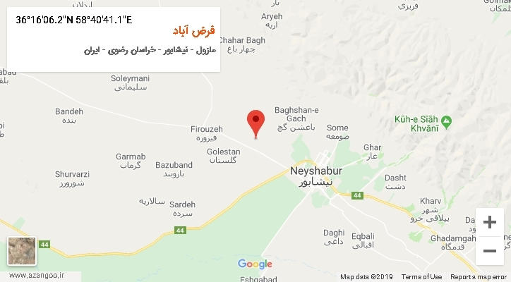 روستای فرض آباد بر روی نقشه