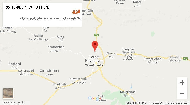 روستای فرزق بر روی نقشه