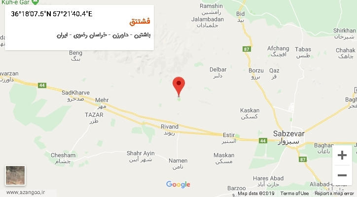 روستای فشتنق بر روی نقشه