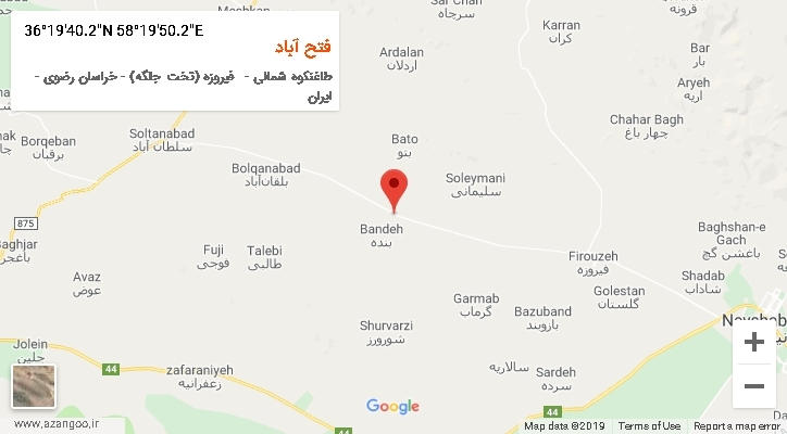 روستای فتح آباد بر روی نقشه