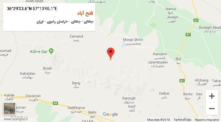روستای فتح آباد بر روی نقشه