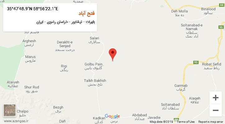 روستای فتح آباد بر روی نقشه