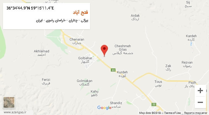 روستای فتح آباد بر روی نقشه