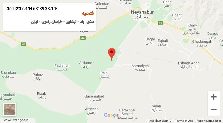 روستای فتحیه بر روی نقشه