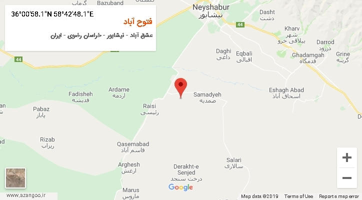 روستای فتوح آباد بر روی نقشه