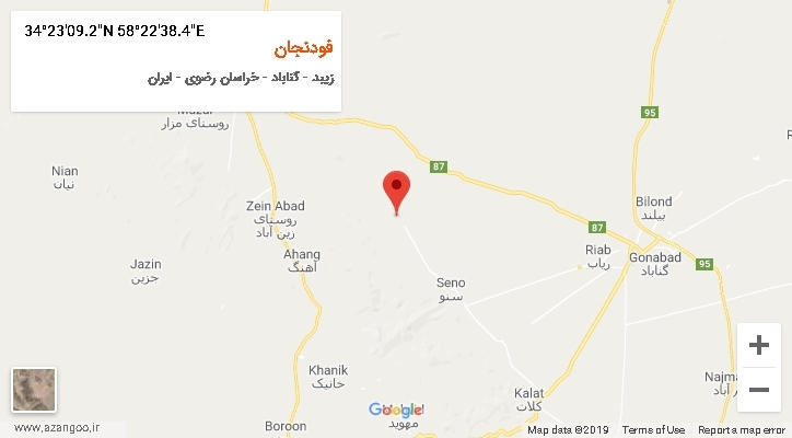 روستای فودنجان بر روی نقشه