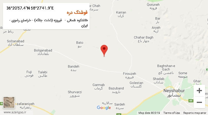 روستای فوشنگ دره بر روی نقشه