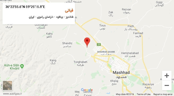 روستای فیانی بر روی نقشه
