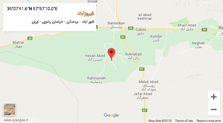 روستای فیروزآباد بر روی نقشه